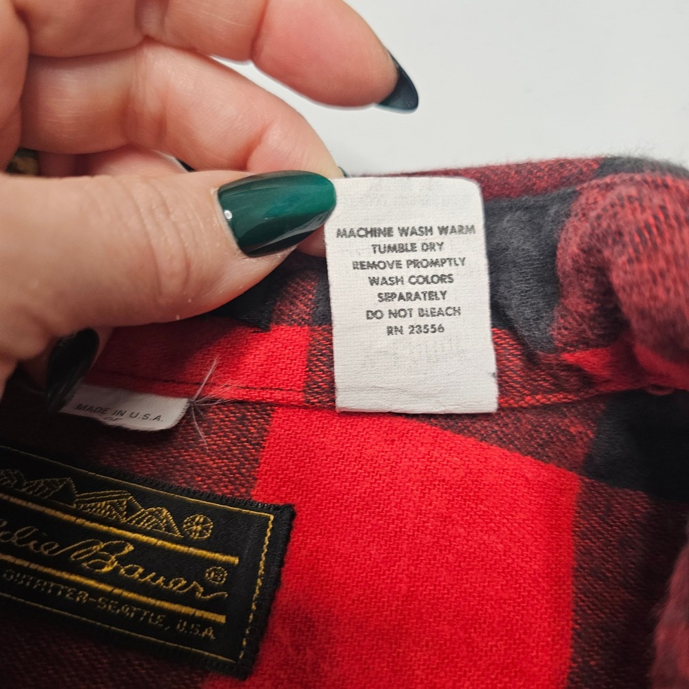 Vintage 80s Eddie Bauer McKinley Cloth Flannel Shirt XL USA Buffalo Plaid Cabin - Picture 5 of 8